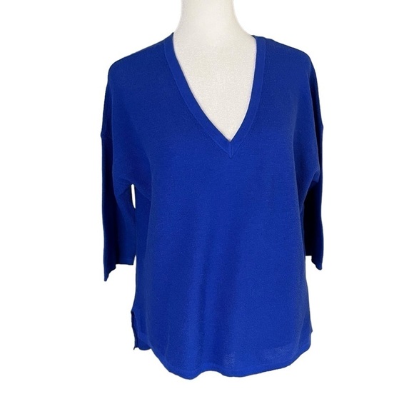 EUC Banana Republic Royal Blue Fine Gauge Knit V Neck Sweater Sz M - Picture 1 of 8